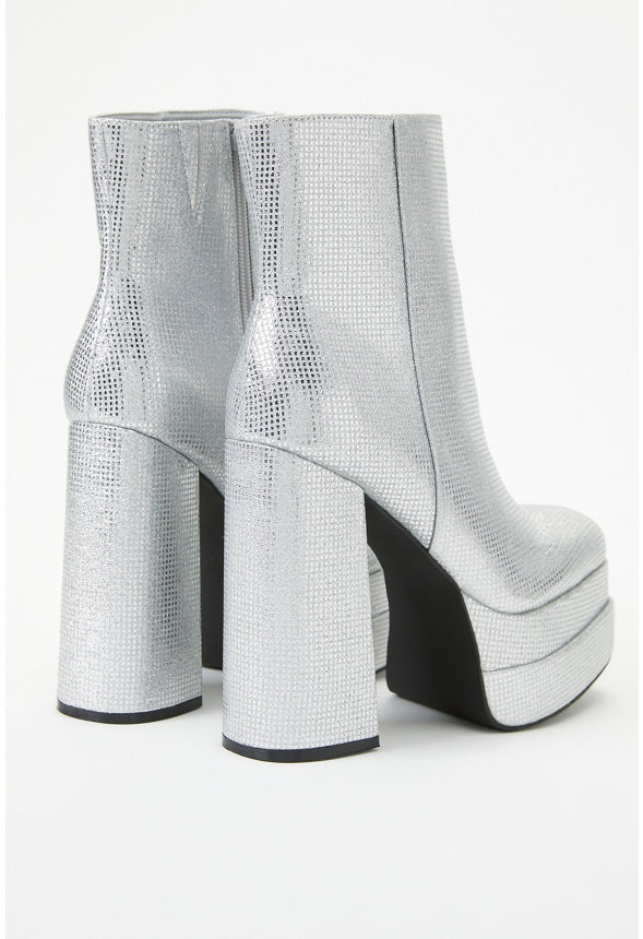 Saphira Platform Bootie Silver
