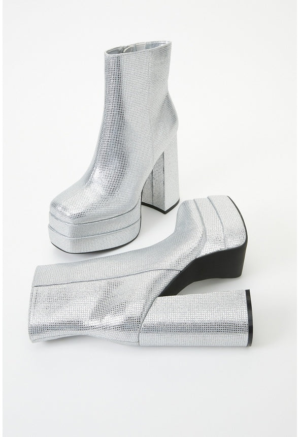 Saphira Platform Bootie Silver