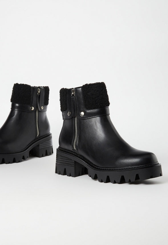 Callie Lug Sole Bootie Black Caviar