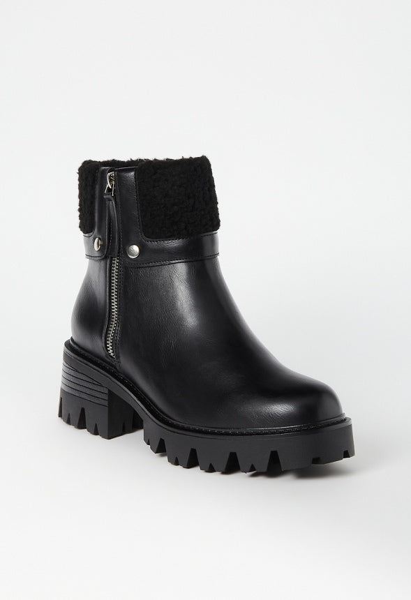 Callie Lug Sole Bootie Black Caviar