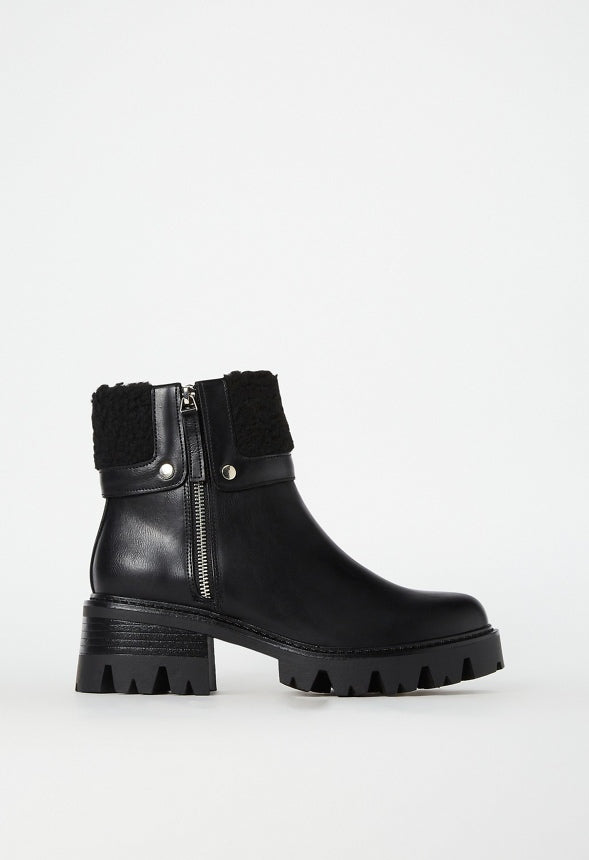 Callie Lug Sole Bootie Black Caviar