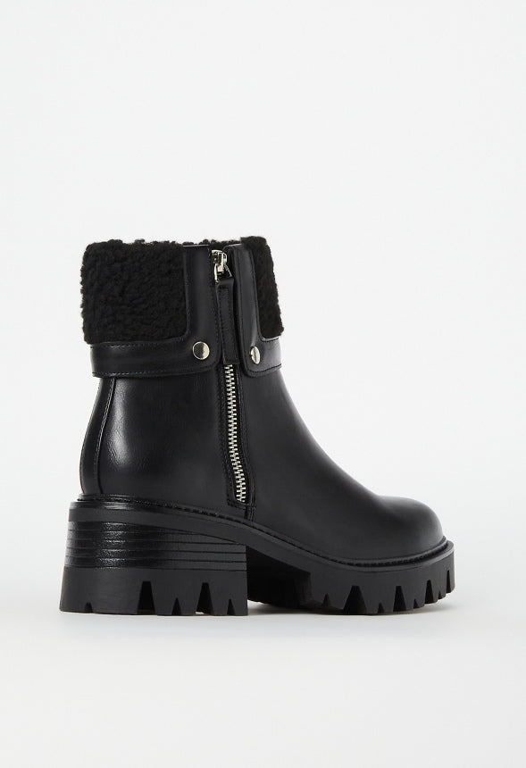 Callie Lug Sole Bootie Black Caviar