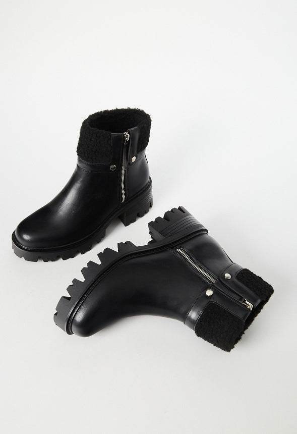 Callie Lug Sole Bootie Black Caviar