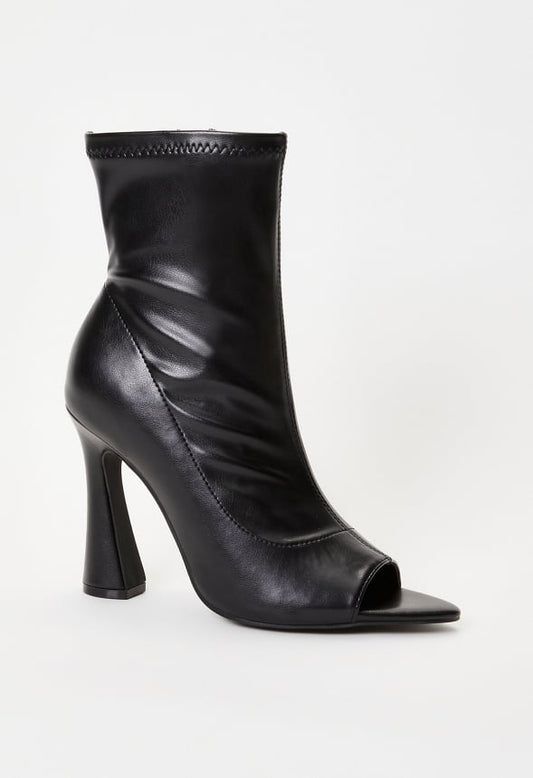 Malina Peep Toe Bootie Black