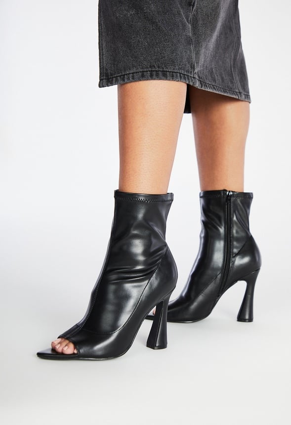 Malina Peep Toe Bootie Black