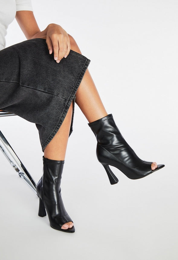 Malina Peep Toe Bootie Black