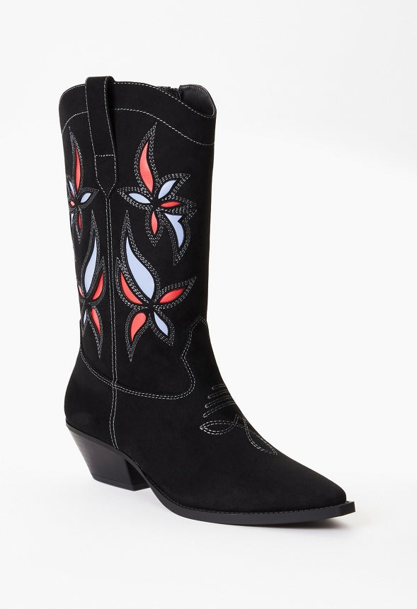 Josie Western Boot Black Multi
