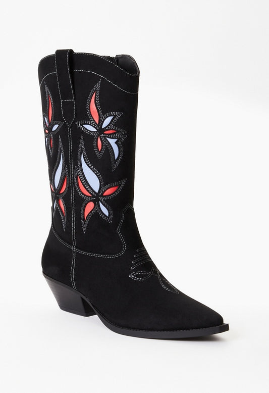 Josie Western Boot Black Multi