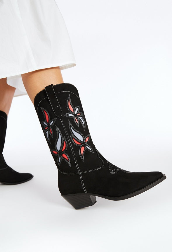 Josie Western Boot Black Multi