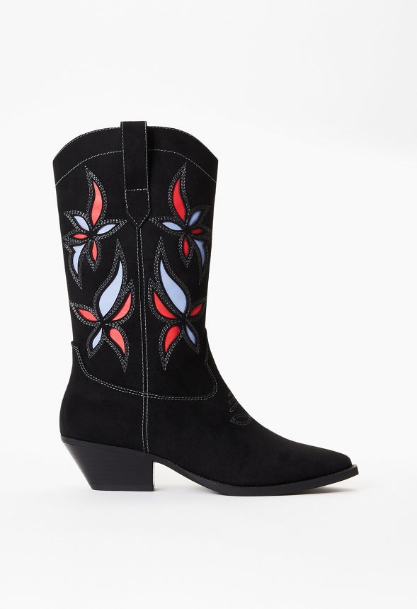 Josie Western Boot Black Multi