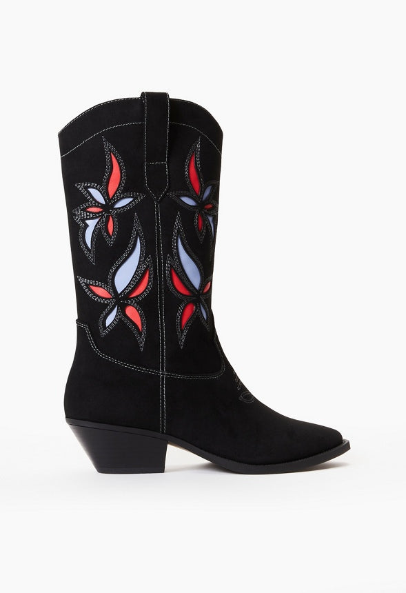 Josie Western Boot Black Multi