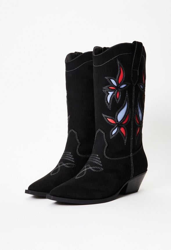 Josie Western Boot Black Multi