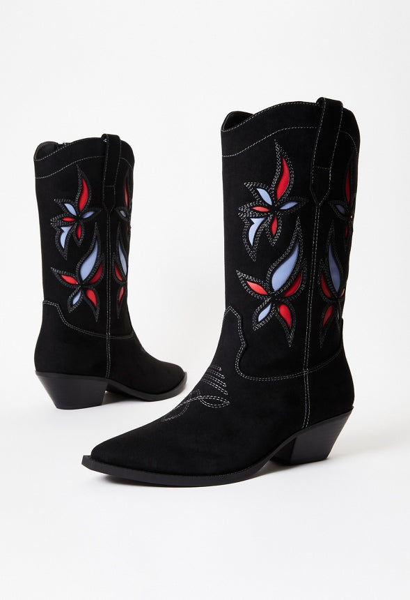 Josie Western Boot Black Multi