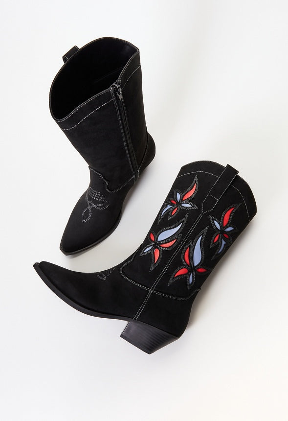 Josie Western Boot Black Multi