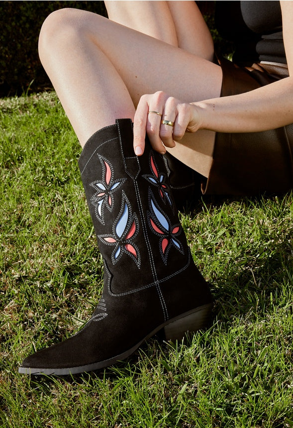 Josie Western Boot Black Multi