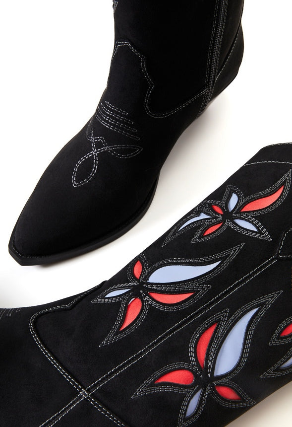 Josie Western Boot Black Multi