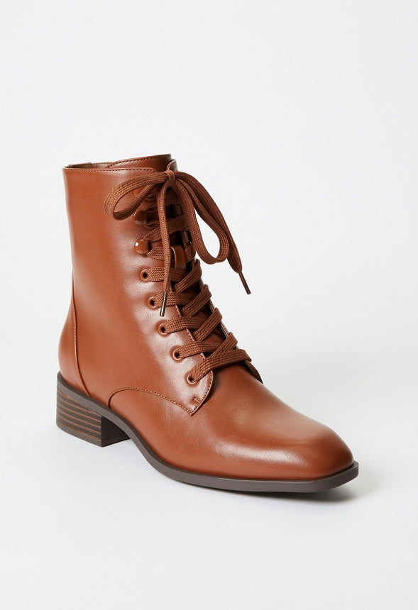 Aureile Lace Up Bootie Leather Brown