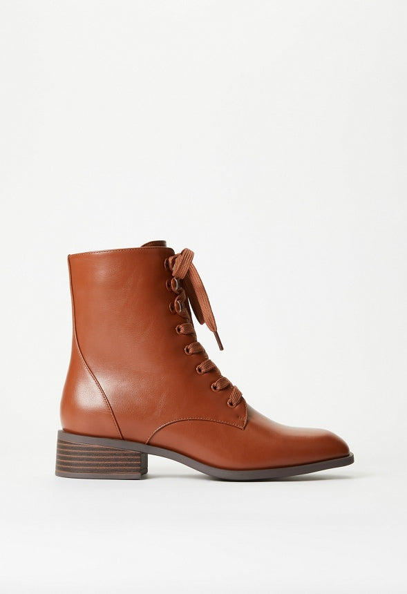 Aureile Lace Up Bootie Leather Brown