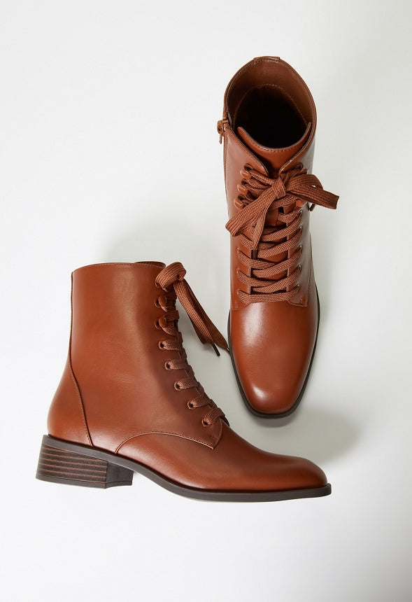 Aureile Lace Up Bootie Leather Brown