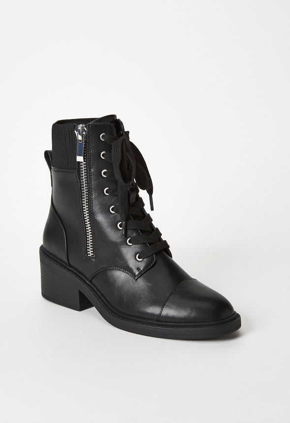Leonie Block Heeled Bootie Black
