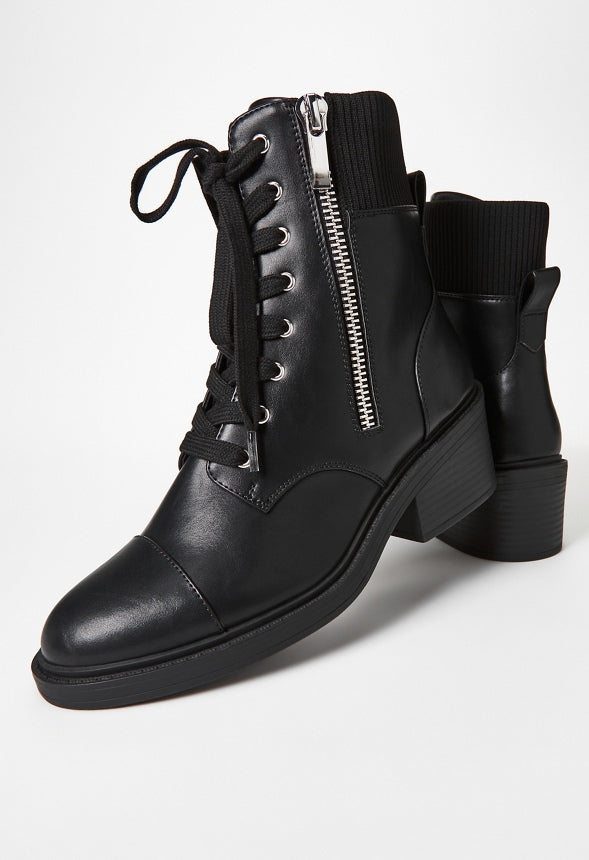 Leonie Block Heeled Bootie Black