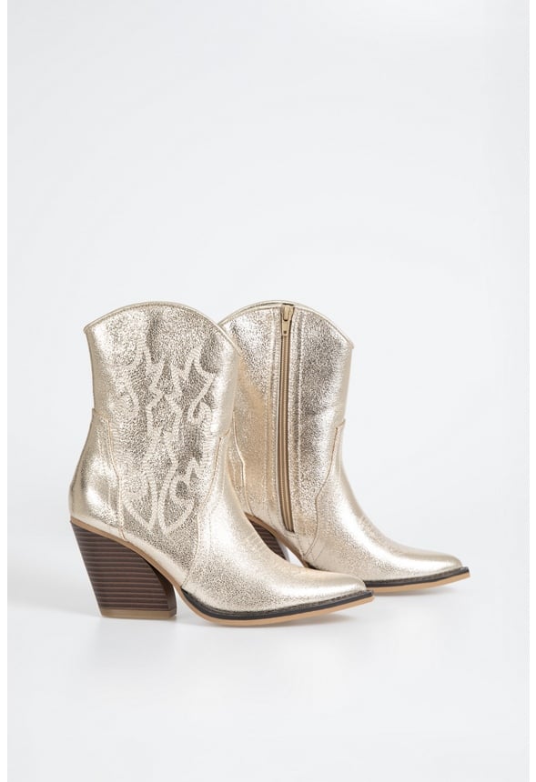 Ada Western Bootie Gold Faux Leather