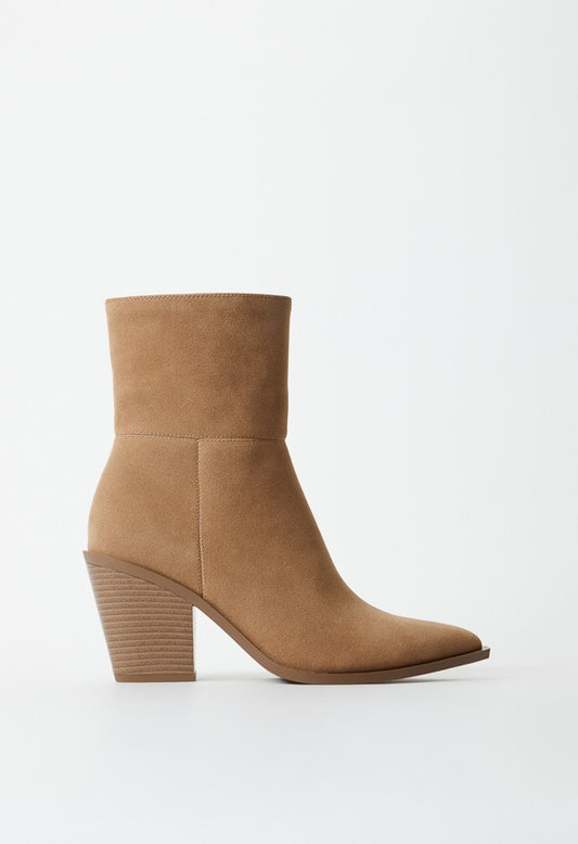 Peyton Block Heeled Bootie Sand