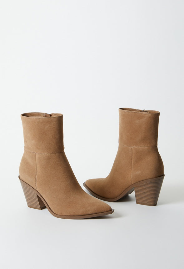 Peyton Block Heeled Bootie Sand