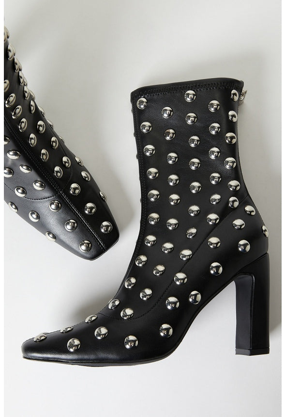 Maddie Heeled Bootie Black/ Silver