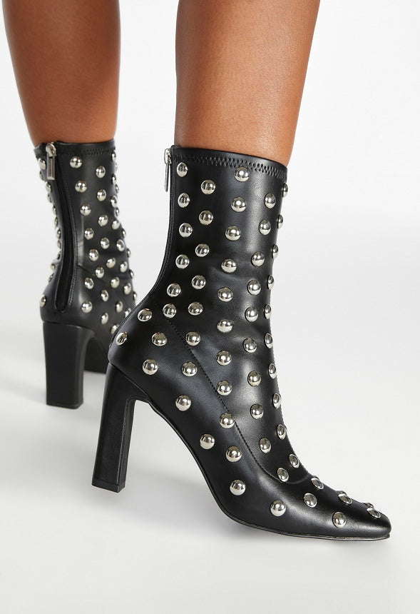 Maddie Heeled Bootie Black/ Silver