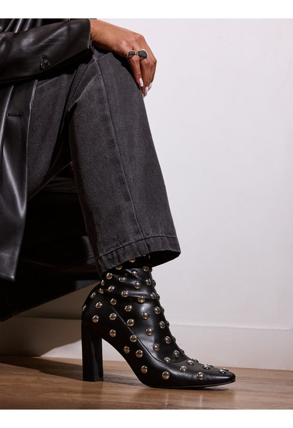 Maddie Heeled Bootie Black/ Silver