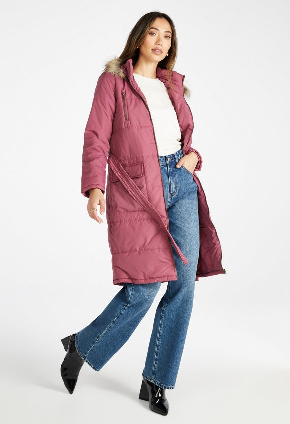 Long Puffer Coat Hawthorn Rose