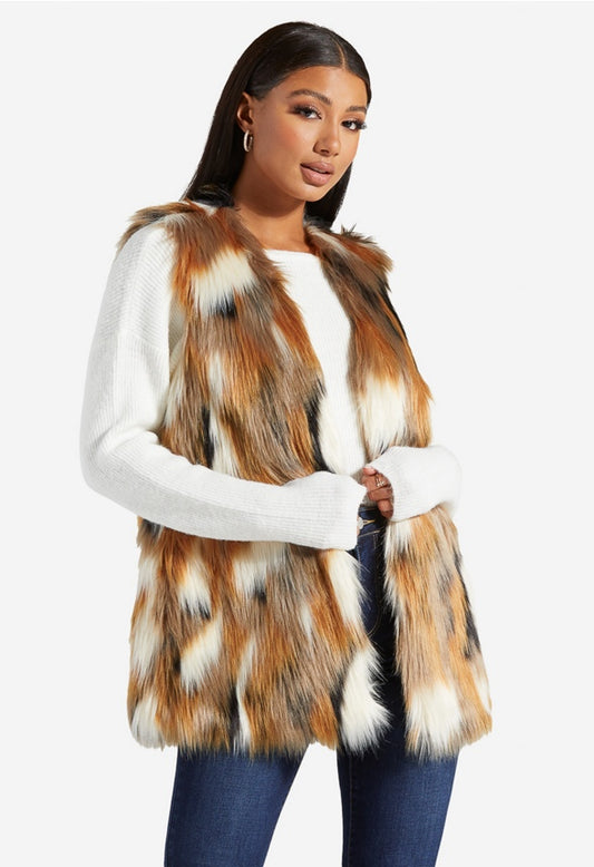 FAUX FUR VEST Natural Multi