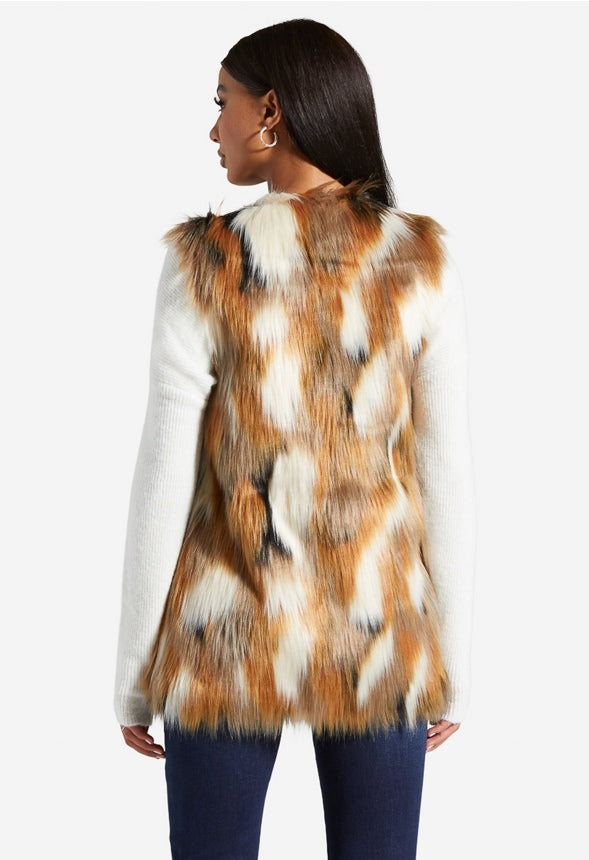 FAUX FUR VEST Natural Multi