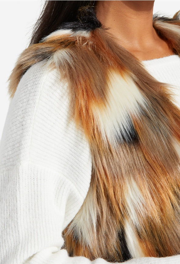 FAUX FUR VEST Natural Multi