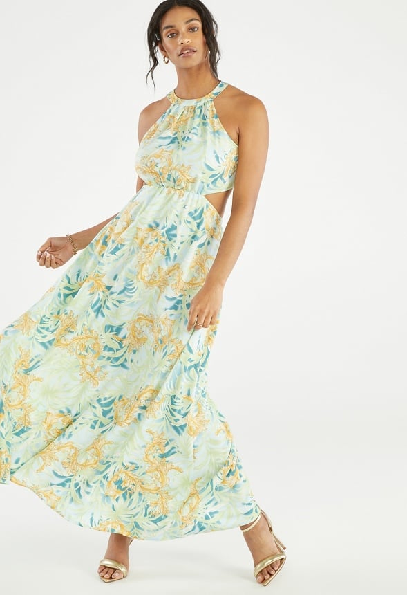 CUTOUT MAXI DRESS Palm Print