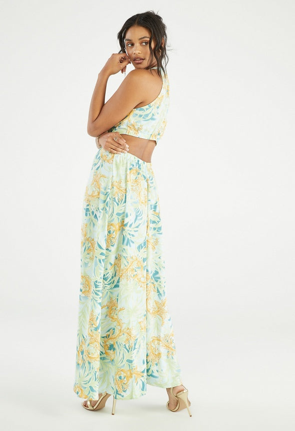 CUTOUT MAXI DRESS Palm Print