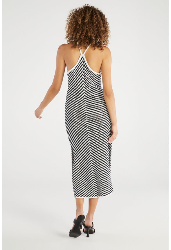 Chevron Stitch Midi Dress Marshmallow/Caviar