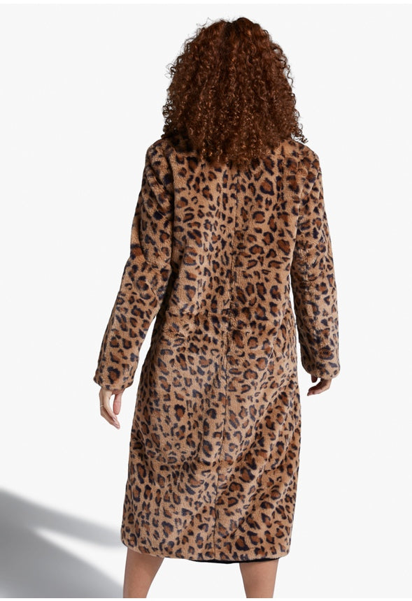 FAUX LEOPARD FUR COAT Leopard