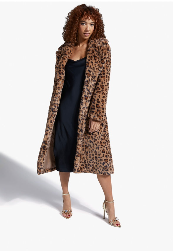 FAUX LEOPARD FUR COAT Leopard