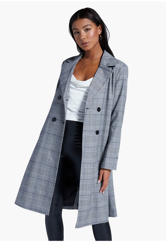 BREASTED COAT Glen Plaid