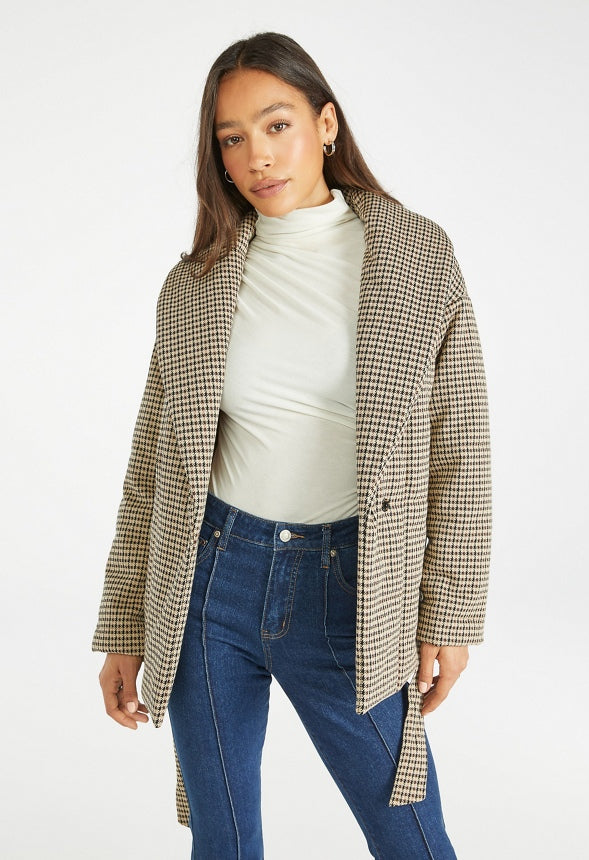 Belted Wrap Puffer Multi Herringbone