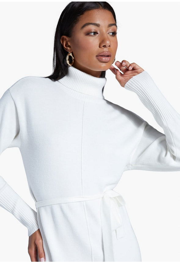 MOCK NECK SWEATER DRESS Marshmallow