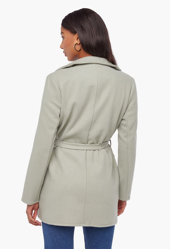 DRAPE FRONT WRAP KNIT JACKET Rosin / Seagrass