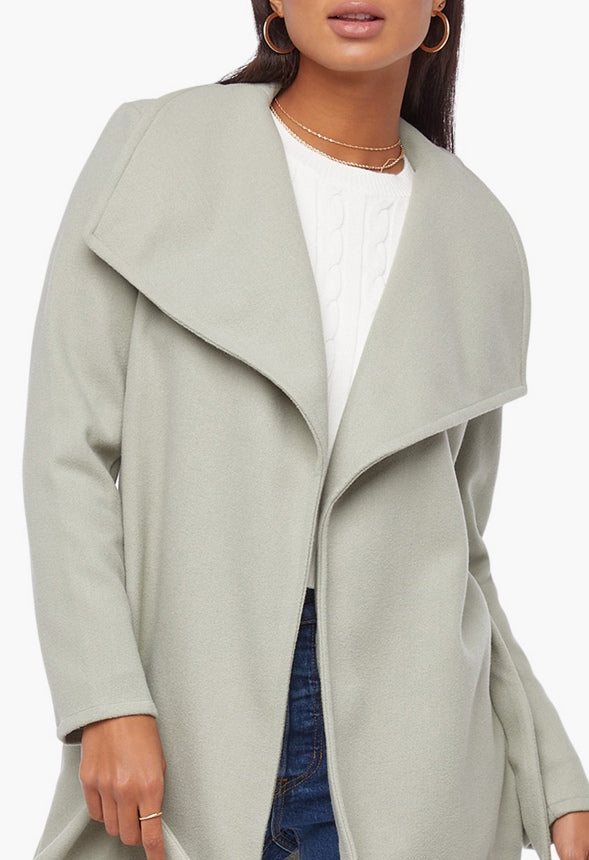 DRAPE FRONT WRAP KNIT JACKET Rosin / Seagrass