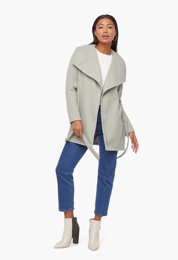 DRAPE FRONT WRAP KNIT JACKET Rosin / Seagrass