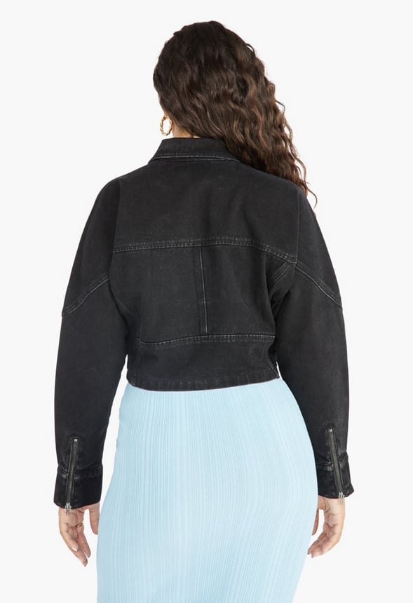 CROPPED DENIM MOTO Denim