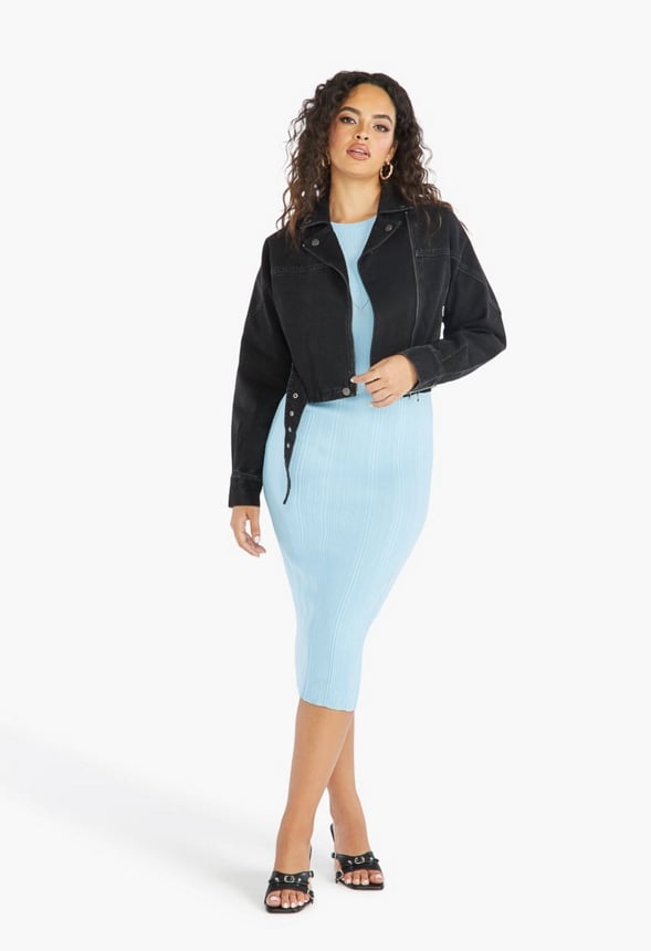 CROPPED DENIM MOTO Denim