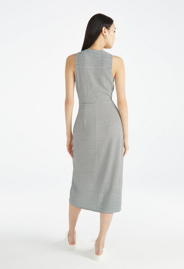STRIPE RUCHED SHIRT DRESS Dark Sapphire/Marshmallow