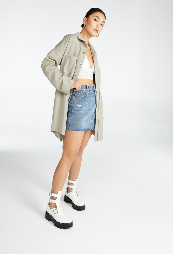 CINCH OVERSHIRT DRESS Elephant Skin